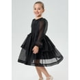 thumbnail image 3 of 2Bunnies Girls' 2T-10yr Organza Long Sleeve Tiered Babydoll Skater Princess Flower Girl Dress, 3 of 7