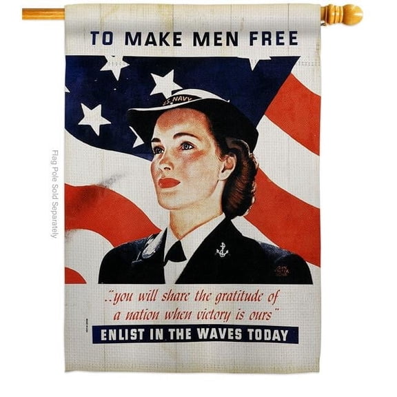 US Brotherhood H183031-BO 28 x 40 in. To Make Men Free House Flag with Armed Forces Navy Double-Sided Decorative Vertical Flags Decoration Banner Garden Yard Gift
