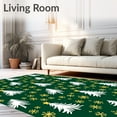 thumbnail image 2 of ODIKA 6'x9' Machine Washable Non-Slip Area Rug, Elegant Pine with Delicate Snowflake Accents Holiday Duo High Traffic Rug, Green, 621296, 2 of 7