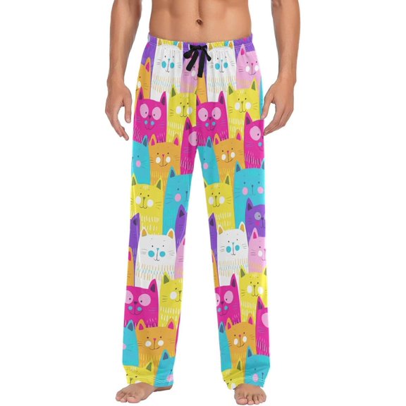 GZHJMY Cat Pajama Pants for Men, Lounge Pants Lightweight Men Pajama Bottoms with Drawstring Pockets, Christmas New Year Birthday Gifts, X-Large