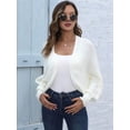 thumbnail image 5 of Cardigan Sweaters for Women Open Front Cropped Cardigan Sweater Long Sleeve Knit Bat Sweaters Shrug Top White S, 5 of 9