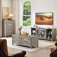 thumbnail image 3 of Leyaoyao Adult Coffee Table with 4 Drawers, 48" Rectangle Rustic Center Table with Hidden Storage for Living Room Bedroom, Grey, 3 of 10