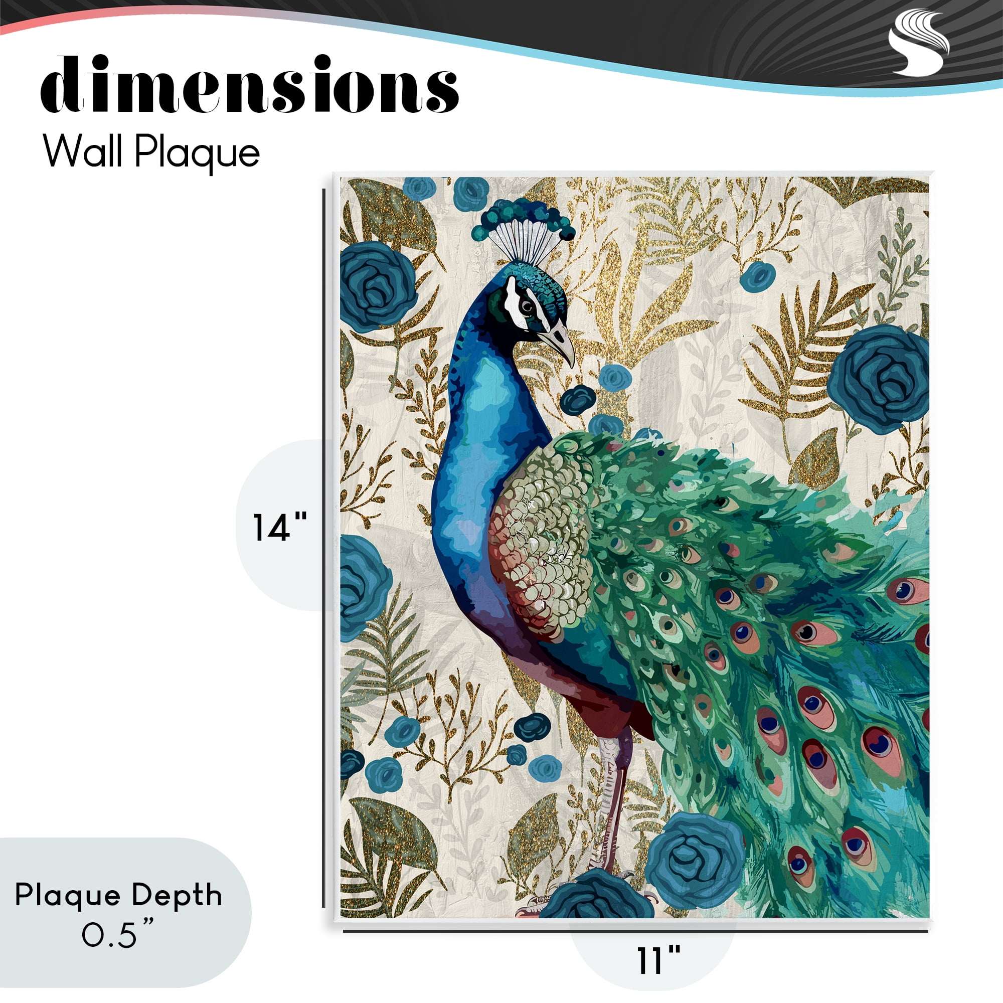 Stupell Industries Rococo Peacock Pride Wall Plaque Art, design by Kim Allen