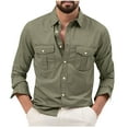 thumbnail image 1 of Fanxing Mens Shirts Clearance Under $5.00 Men's Lapel Collar Button Down Shirt Cargo Shirts Fall Spring Casual Long Sleeve Work Shirts Men Shirts Long Sleeve, 1 of 5