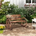 thumbnail image 2 of Outsunny Wood Outdoor Rocking Bench, Wagon Wheel Patio Rocker Loveseat, 2 of 10