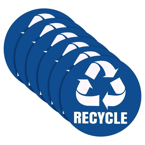 Uxcell Recycle Sticker Bin Labels Large Recycling Vinyl for Stainless Steel/Plastic Trash Can White on Blue 12 Pack
