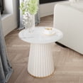 thumbnail image 3 of POVISON 14.96" Modern Light Luxury Side Table, Glossy Sintered Stone Tabletop with Metal Base, 3 of 9