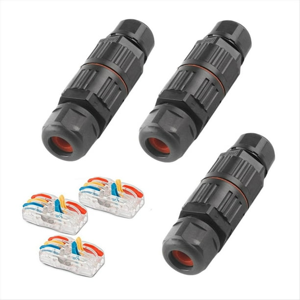 Caja de Conexiones de 3 Unidades con Conectores de Cable Eléctrico de 3 Pines, Resistente Al Agua IP68, Caja de Cables Ajustable de 4 A 10 mm.