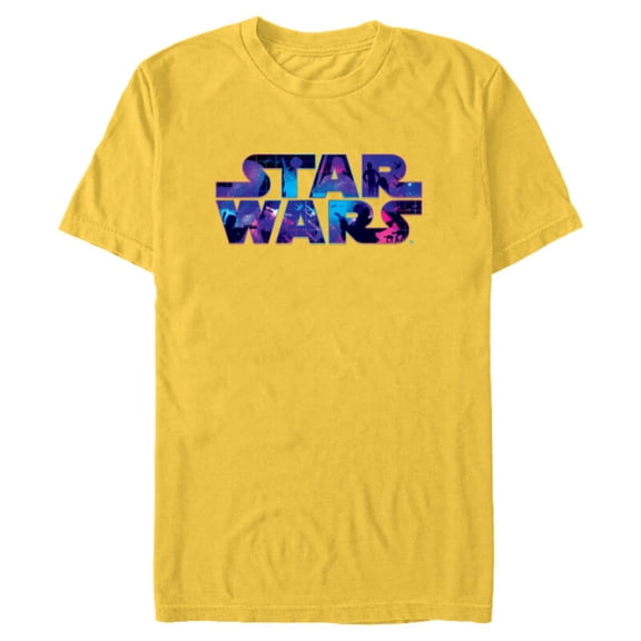 Star Wars Logo Retro 90s Twinkling Stars - Short Sleeve Blended T-Shirt for Adults -Customized-Yellow