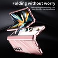 thumbnail image 7 of MonsDirect for 7.6 inch Samsung Galaxy Z Fold 4 5G 2022 Case, Clear Plating Frame Hard PC Back Shell With Screen Protector, Slim Anti-Drop Free Folding Hinge Protection for Galaxy Z Fold 4, Pink, 7 of 7