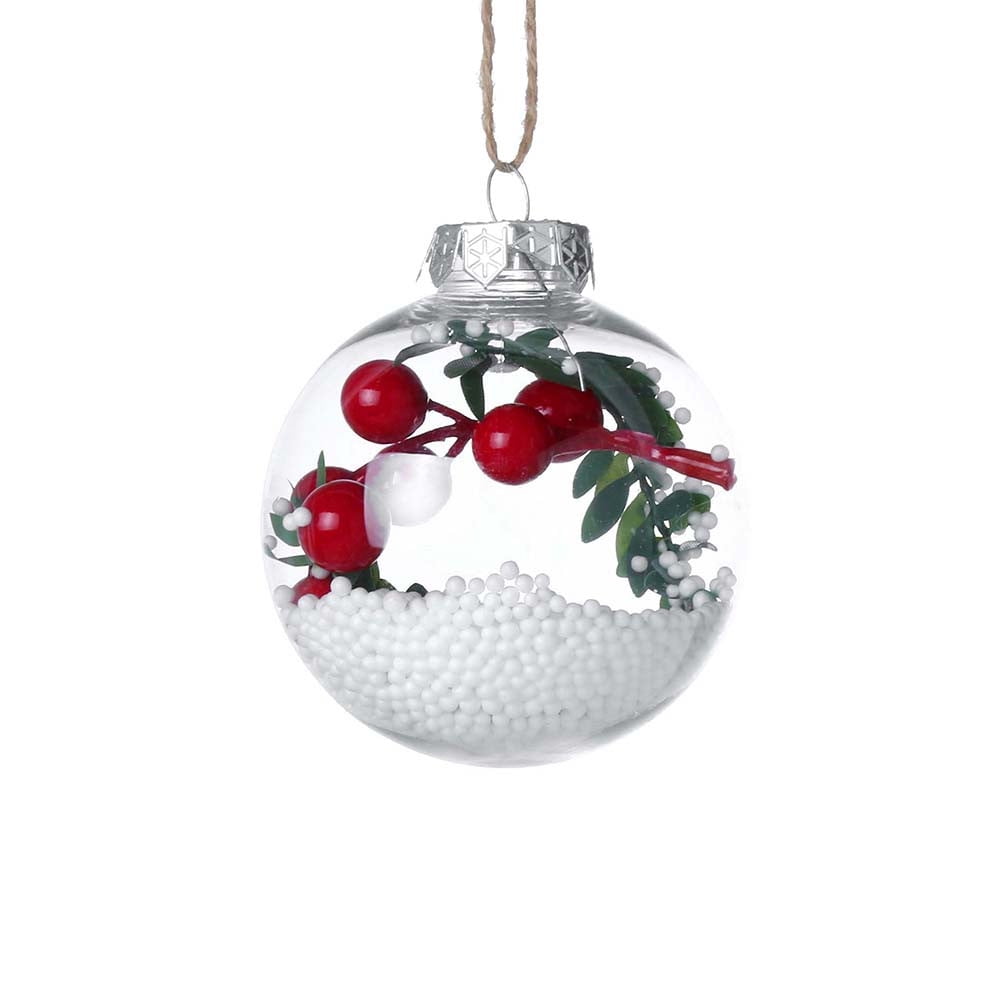 8 Cm Christmas Hanging Ball With Lights LED Transparent Snowball Hanging Pendant 