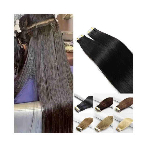 Tape in Hair Extensions Human Hair, 16-26 Inch 20pcs 50g Straight Remy Human Hair Tape in Extensions Seamless Skin Weft Tape Extensions for Women