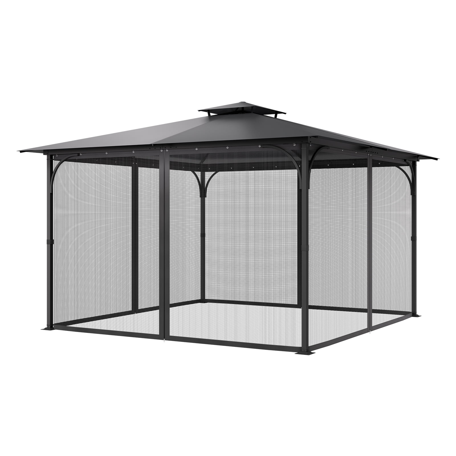 KFFKFF Gazebo Netting Replacement, Compatible with 12 x 12 x 7.5 FT Gazebo, Outdoor Mesh Sidewalls, 4-Panel Patio Screen with Double Zipper, Protective Canopy Netting for Gardens (Netting Only)