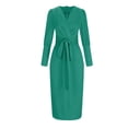thumbnail image 4 of Long Dress for Women-Neck Solid Color Temperament Long Sleeve Outerwear Blazer Dress Blazer Dress for Women, 4 of 8