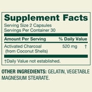 Spring Valley Activated Charcoal Dietary Supplement Capsules for General Wellness, 520 mg, 60 Count