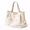 White, variant on Women’s Tote Bag, Large Zipper Top Shoulder Tote, Letter Embroidered Casual Travel Handbag, Green