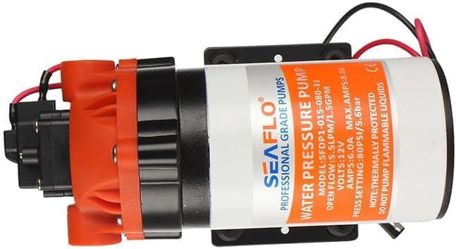 SEAFLO 12V 1.8 GPM 31-Series DC Diaphragm Pump – Self-Priming High-Pressure Water Pump for RVs, Boats, Agriculture, and Cleaning w/Built-in Pressure Switch
