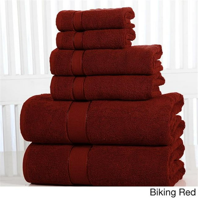 Elegance Spa 6PCTWLST-BKR Luxueux Set de Serviettes en Coton de 600 G/M2&44; Rouge Vélo - 6 Pièces