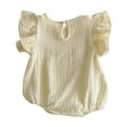 thumbnail image 3 of Diufon Newborn Baby Girls Clothes Romper Cotton Ruffle Sleeve Bodysuit Infant Crawling Solid Color Romper, 3 of 4