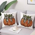 thumbnail image 2 of Fall Decorative Pillow Covers 18 x 18 Inch Set of 2 Orange Pumpkin with Buffalo Plaid Bow Autumn Seasonal Pillow Case Thanksgiving Decorations for Sofa Couch Living Room, 2 of 4