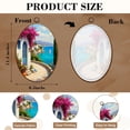 thumbnail image 3 of Mediterranean Canvas Wall Art Coastal Pathway Vibrant Bougainvillea Serene Sea View Oval Framed Canvas Prints Vintage Wall Hanging Decor for Home Decorations 8.6"x11.4", 3 of 7
