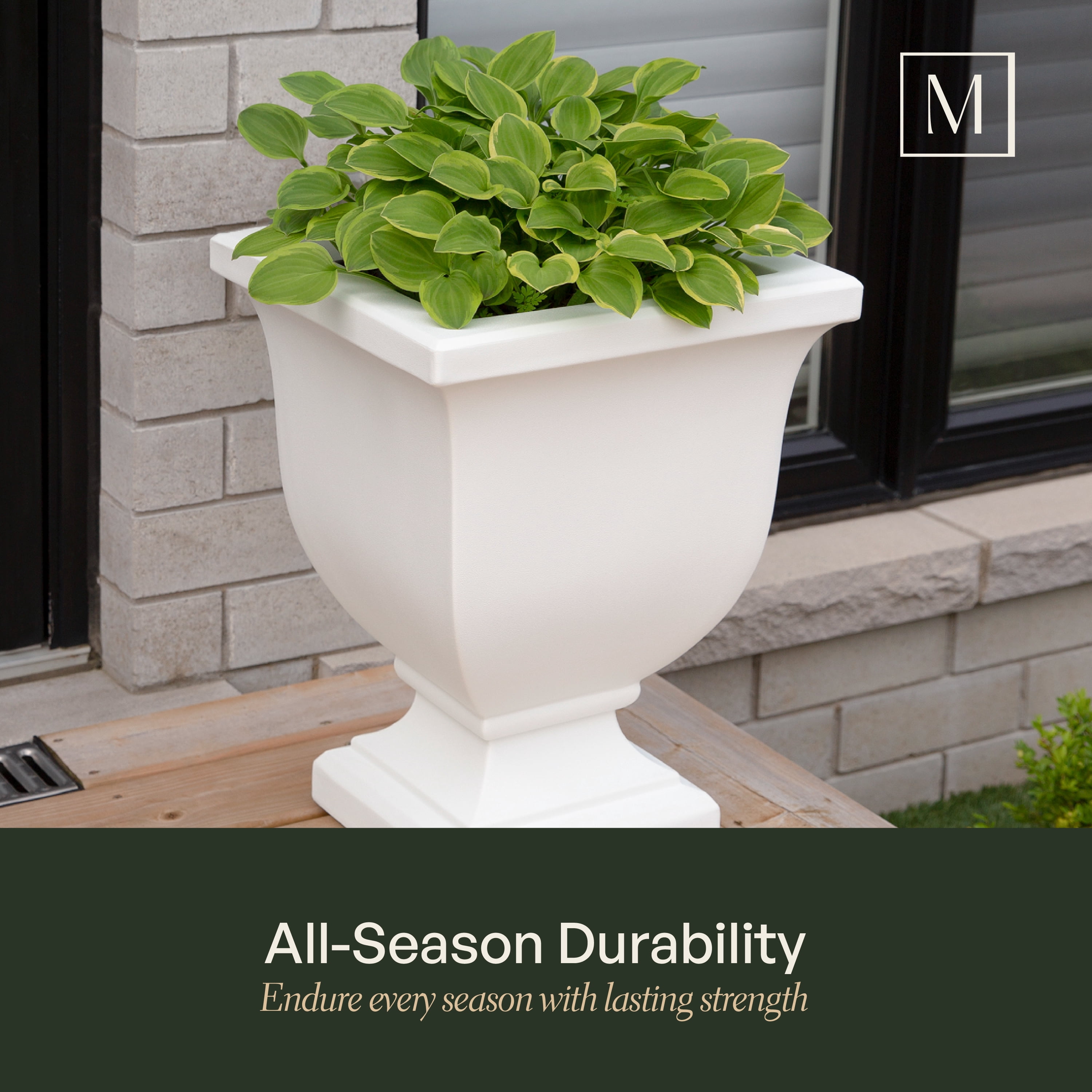 Augusta 16" x 16" x 20" Square White Tall Polyethylene Self-Watering Planter