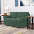 thumbnail image 2 of Check Spandex Jacquard Sofa Cover, Cover for 2 Seats (Medium, Teal), 2 of 6