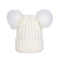 thumbnail image 2 of Dengjunhu Womens Winter Double Pom Pom Beanie Hats Fur Ball Cute Cap Warm Soft Cable Knit Hat with Ears for Women and Kids, 2 of 8