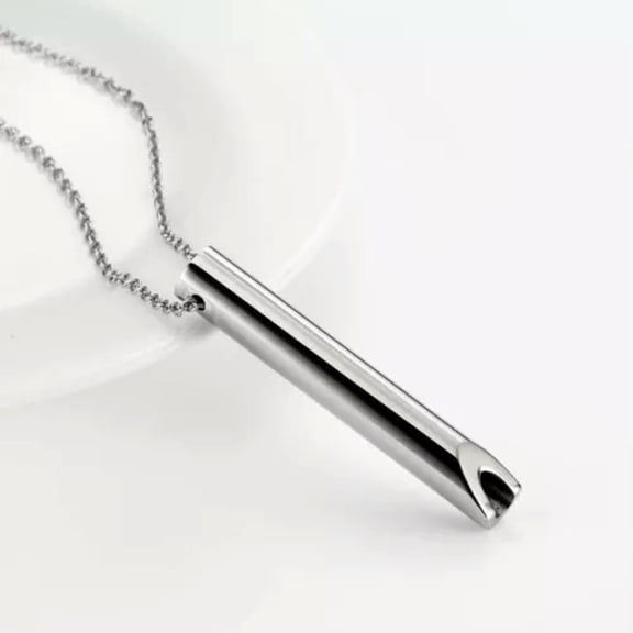 HOOUN 925 Silver Plated Insyoho Breathing Necklace Blow Whistle Chain Fashion Gift-Silver