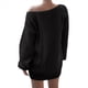 thumbnail image 4 of Vestido Tipo Jersey de Larga con Hombros Descubiertos y Farol para Mujer, de Otoño, Holgado, de Punto Acanalado, Liso Negro XL, 4 of 9