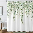 thumbnail image 2 of Green Eucalyptus Leaves Shower Curtain, Watercolor Plant On The Top Shower Curtain, Sage Green Spring Botanical Bathroom Curtain 72 ×72 Inch, 2 of 6