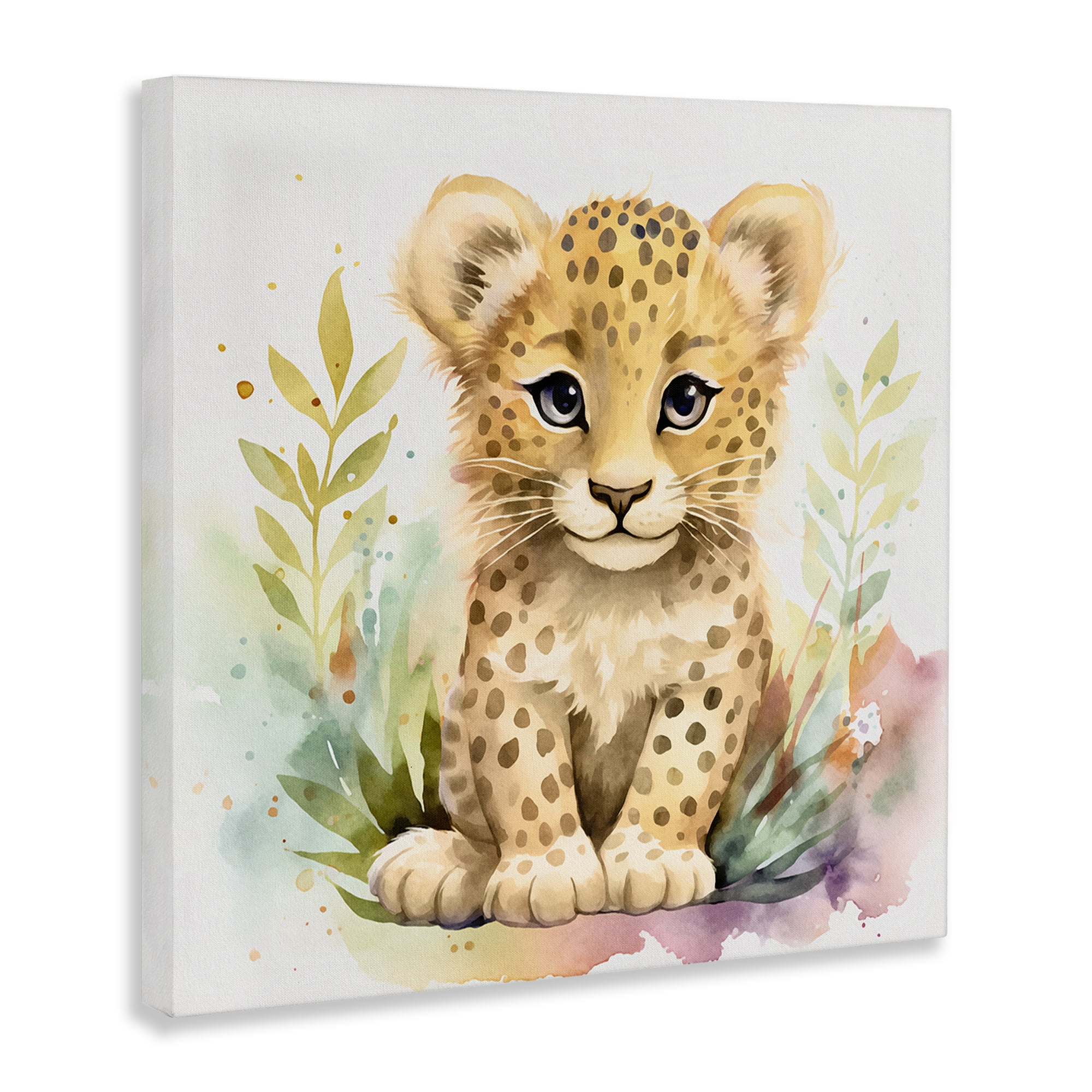 Stupell Industries Baby Cheetah Cub Animals Painting Wrapped Canvas Art Print Wall Art, 36 x 36