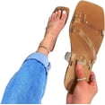 thumbnail image 1 of Womens Sandals Slip On Slides Flat Sandals Open Toe Strappy Wedge Chunky Clear Summer Comfort Sandals for Women, 1 of 4