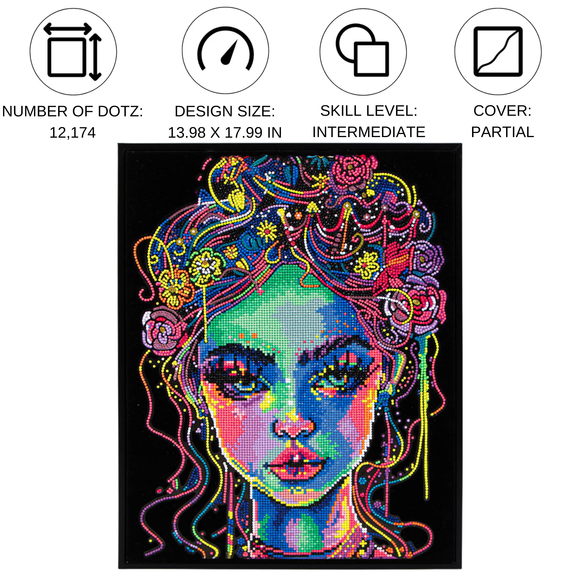 Diamond Dotz Neon Flock Electric Beauty Diamond Painting Kits for Adults - Colorful Diamond Art Kits a Relaxing Creative Craft Kit with Dotz Gems 18x14