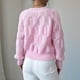 thumbnail image 5 of Cárdigan de Crochet para Mujer, Cuello en V, Larga, Botones Decorados, Suéter de Punto, Tops Rosa M, 5 of 10