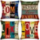 thumbnail image 1 of Juego de 4 fundas de almohada de lino y poliéster, fundas de almohada para coche, juego de decoración de sofá cama, 45x45cm (hogar/amor) ER, 1 of 5