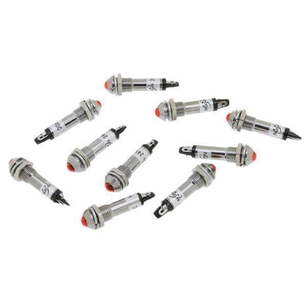 2- 10pcs 8mm 24V LED rojo Luz indicadora de metal -2 3 piezas Sunnimix Luz indicadora