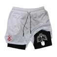 thumbnail image 3 of Pantalones cortos de gimnasio de Anime para hombre, 2 en 1, transpirables, absorbentes del sudor, de secado rápido, para entrenamiento, gimnasio, con bolsillos, 3 of 5