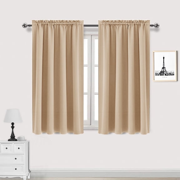 Fmxomd Blackout Curtains for Bedroom 45 Inches Long Room Darkening Heat Insulated Blocking Grommet Window Drapes for Room - 2 Panels 38x72 Inch Beige