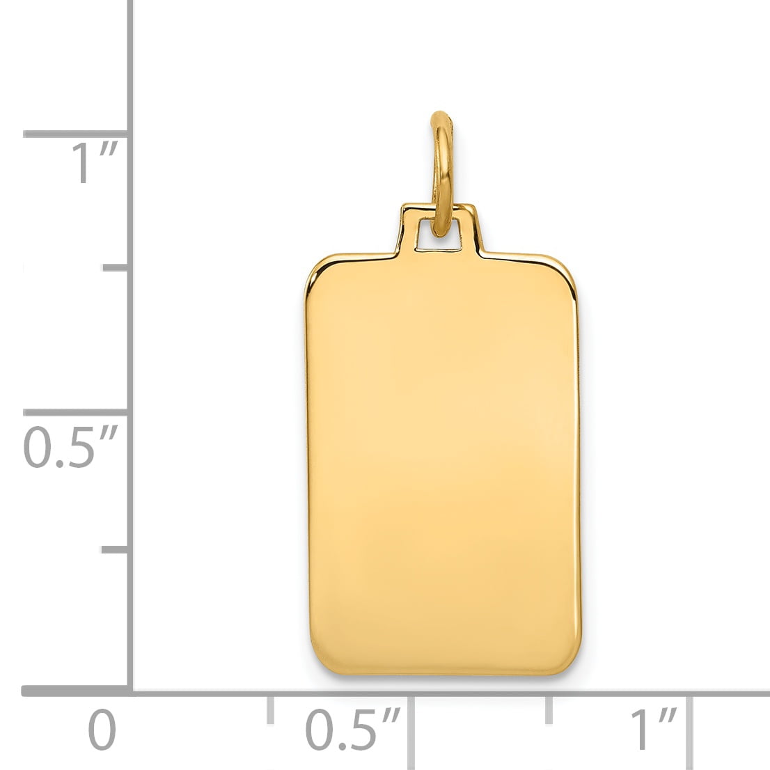 14K Yellow Gold Plain .035 Gauge Engravable Rectangular Disc Charm