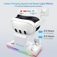thumbnail image 2 of Charging Dock for Oculus/Meta Quest 3, Magnetic Docking Station with LED Light with 2 Rechergeable Batteries, Charge VR Headset and Controllers for Quest 3, White, 2 of 6