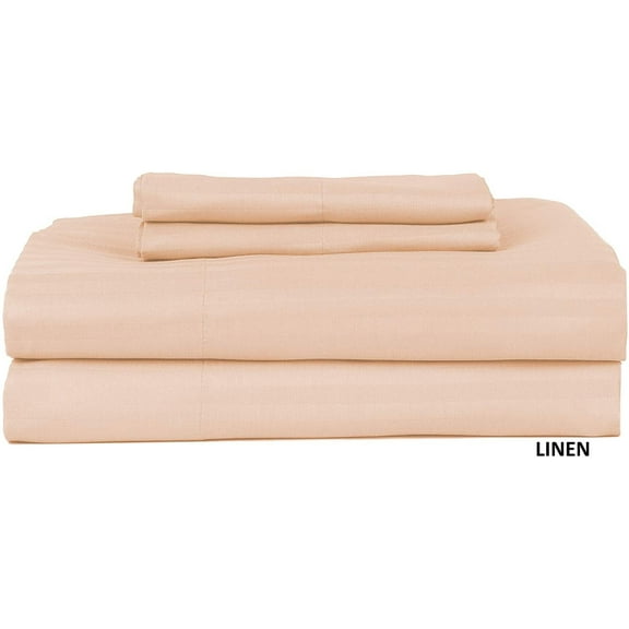 Castle Hill London 600 Thread Count Sateen Stripe Sheet Set - Queen, Linen