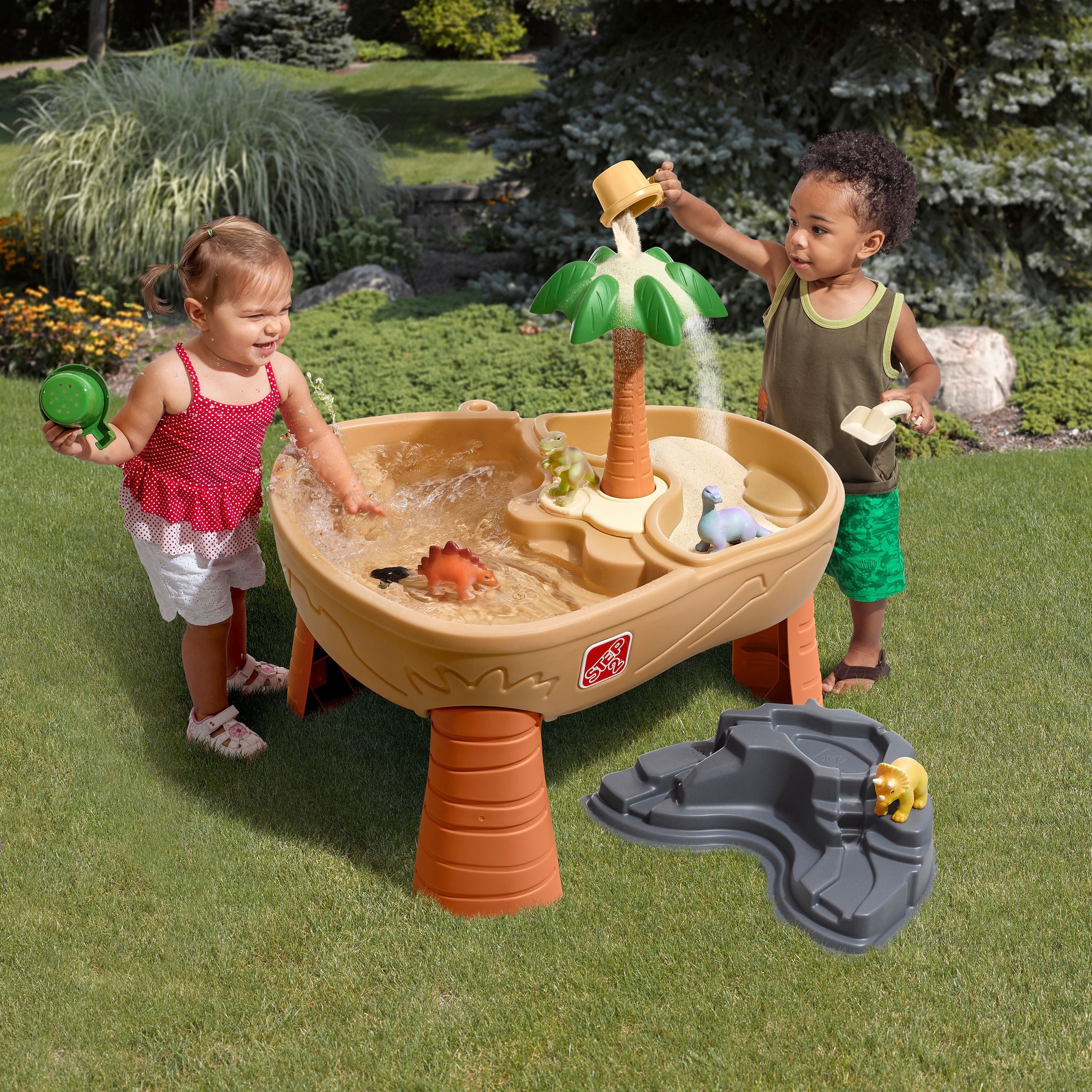 Step2 Dino Dig Sandbox and Water Table with 7-Piece Dinosaur Playset for Toddlers