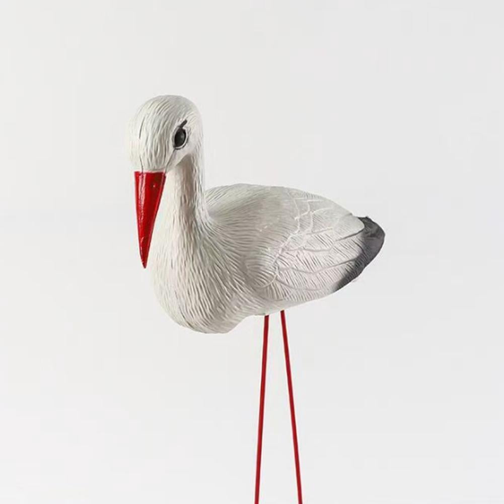 White Stork Garden Sculpture, PE Outdoor Decoration Bird Figurine with Stable Stand, Realistic 3D Design for Lawn, Garden & Pond, Weather-Resistant Ornament