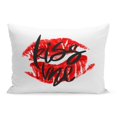 thumbnail image 1 of BOSDECO Romantic Hand Lettering and Lipstick Imprint Black Handwritten Phrase Pillowcase Pillow Cover Cushion Case 20x30 inch, 1 of 1