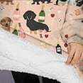 thumbnail image 3 of Oversized Wearable Blanket Hoodie,Black Cute Dachshund Dog and Wine Sherpa Blanket Hoodie with Super Pockets,Super Warm Fuzzy Pullover for Women & Men, 3 of 6