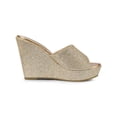 thumbnail image 3 of BLISSFUL STEP Sandales à Talons Compensés à Enfiler à Plateforme Pailletée pour Femmes Or 8.5, 3 of 7