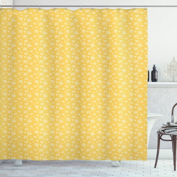 Ambesonne Seashell Shower Curtain, Stars and Mollusk, 69"Wx75"L, Yellow and White