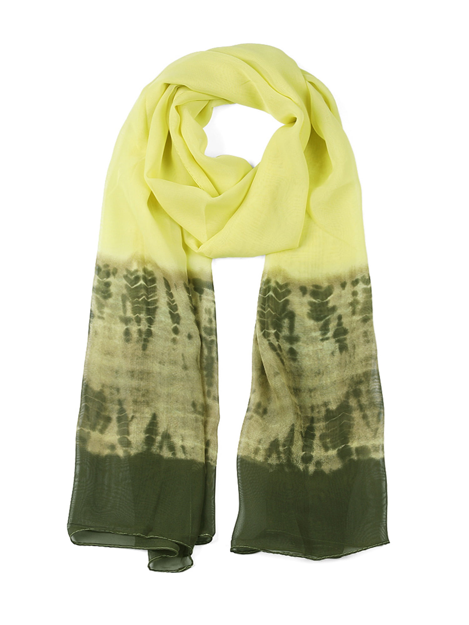 Green Solid and Patterned Flutter Scarf Lightweight Women Accessory