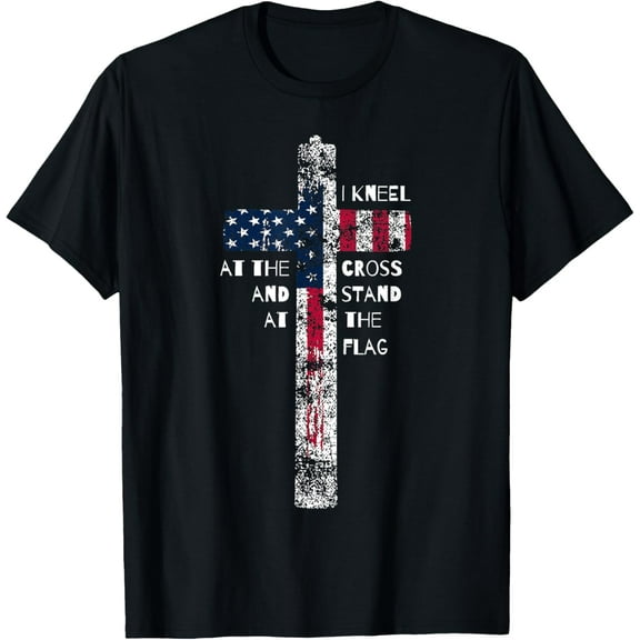 I Kneel at the Cross and Stand at the Flag Men Women Short Sleeve T-ShirtPure cotton short-sleeved shirts for both men and women